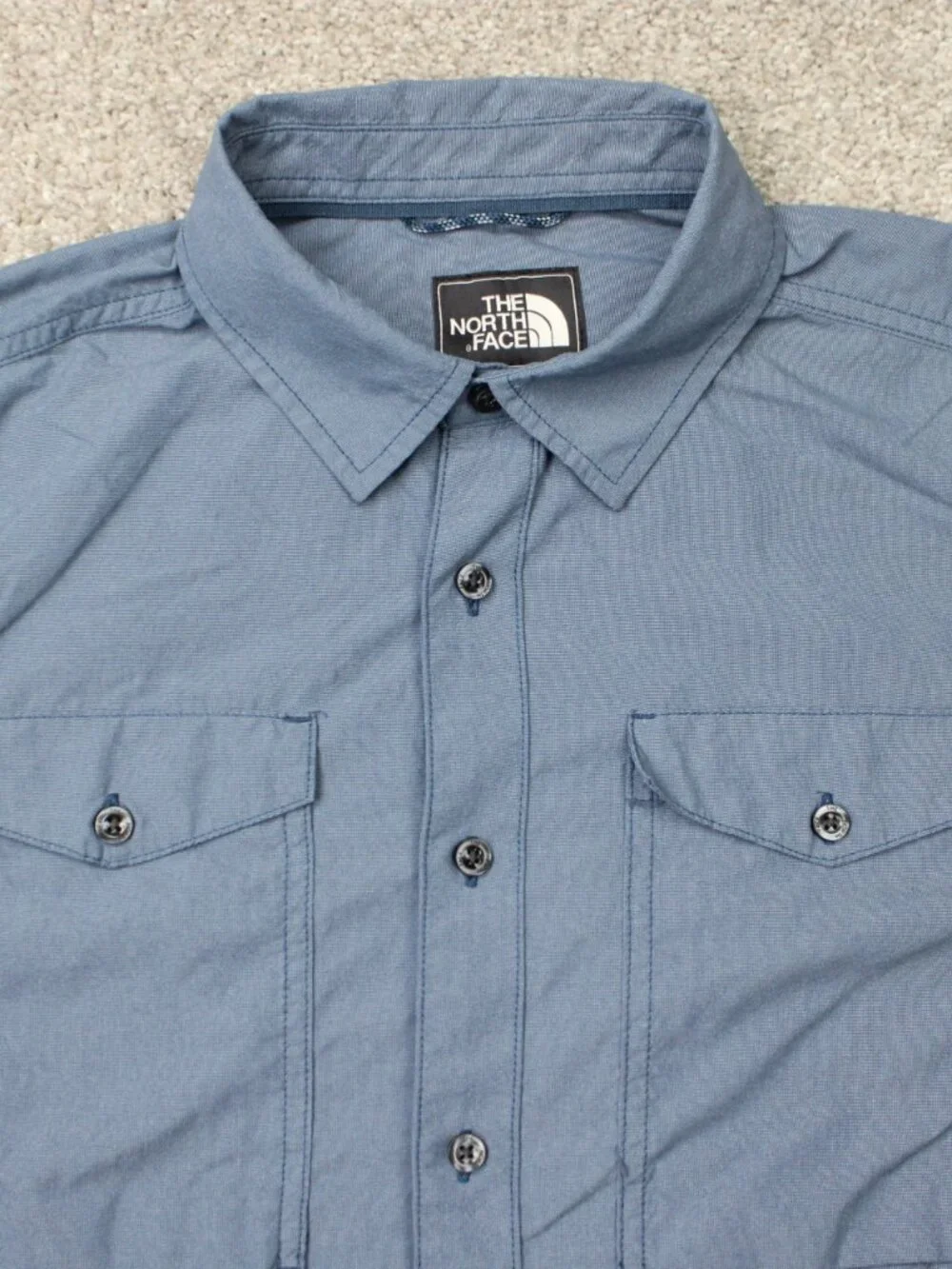 The North Face Shirt Men Medium Blue Monanock Utility Double Pocket Short Sleeve